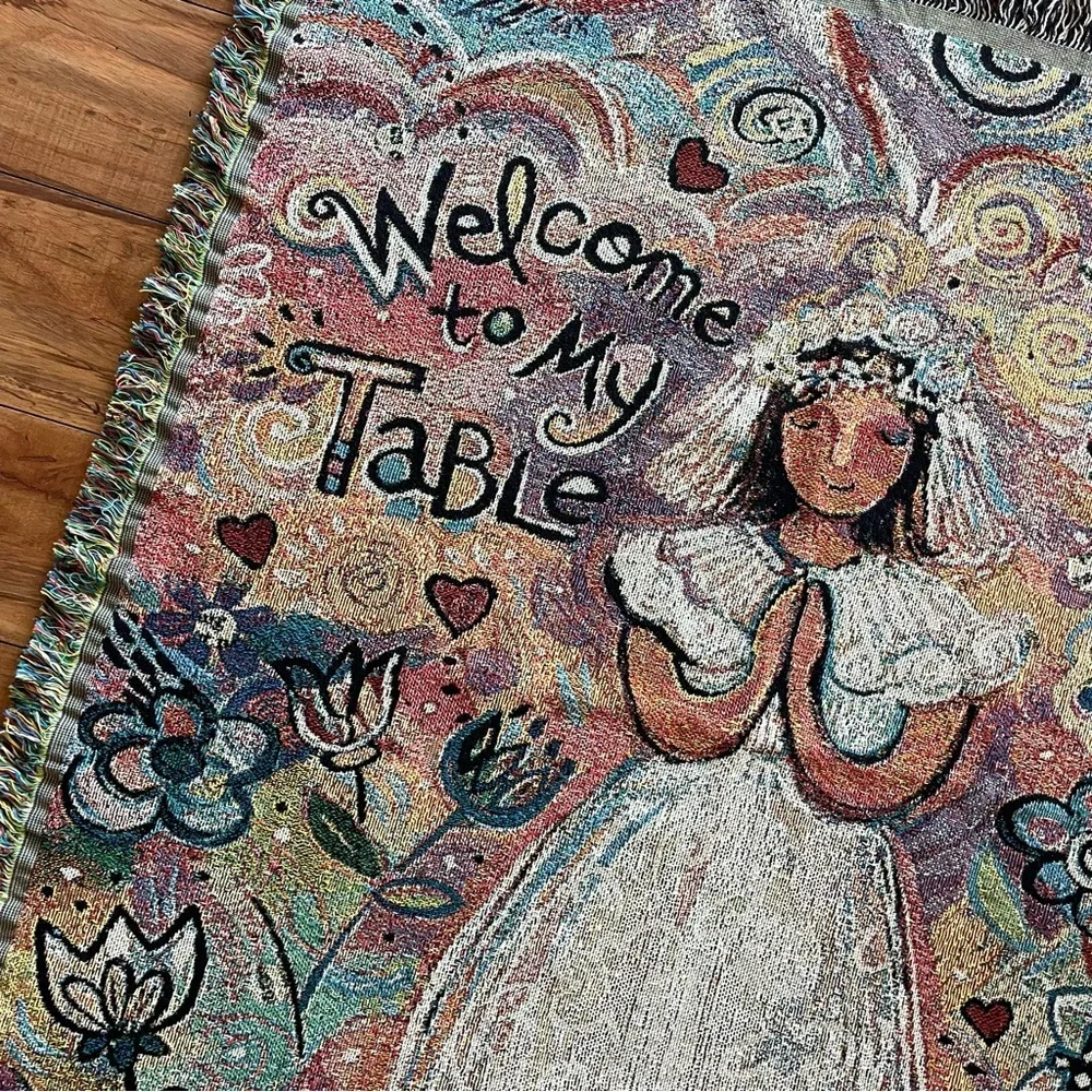 First Communion Girl Tapestry By Jen Norton Welcome to My Table Tapestry Throw